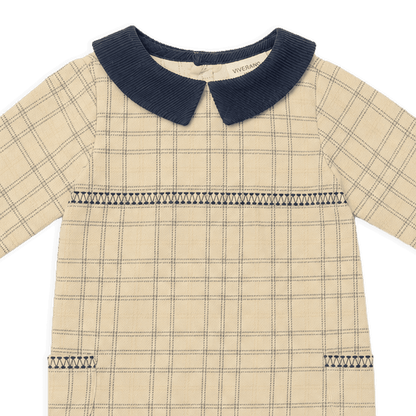 Organic Embroidered Gingham Baby Jumpsuit, Detail
