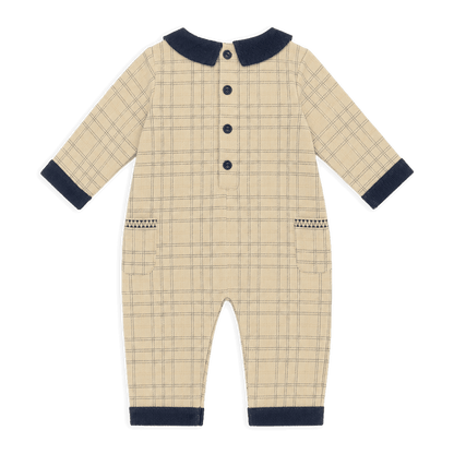 Organic Embroidered Gingham Baby Jumpsuit, Back