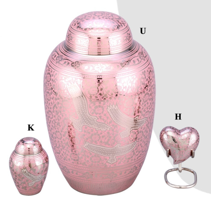 Ethnic Series - Dome Top Wings to Eternity-Pink Cremation Urn - IUCL154