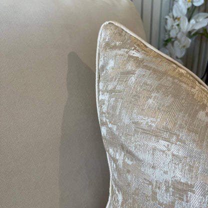 Evelyn Cream & Gold Metallic Patterned Feather Filled Cushion - 50x50cm Textiles