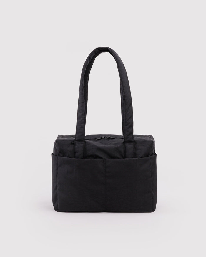 Black cloud tote bag with two top handles and front pocket