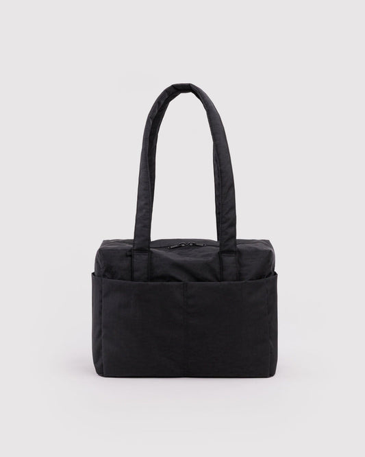 Black cloud tote bag with two top handles and front pocket