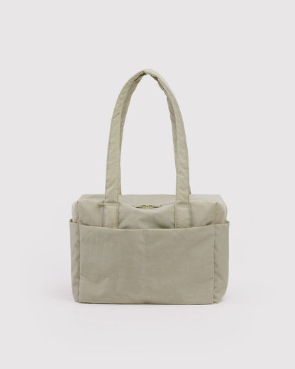 Light green cloud tote bag with two top handles and front pocket