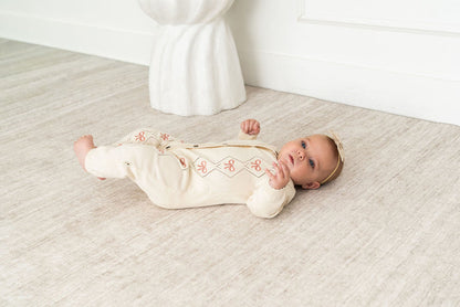 Viverano Evie Bow Organic Pointelle Knit Baby Girl Jumpsuit