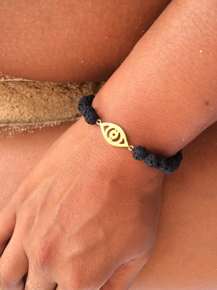 Evil Eye Lava Bracelet - Yelena Noah Designs