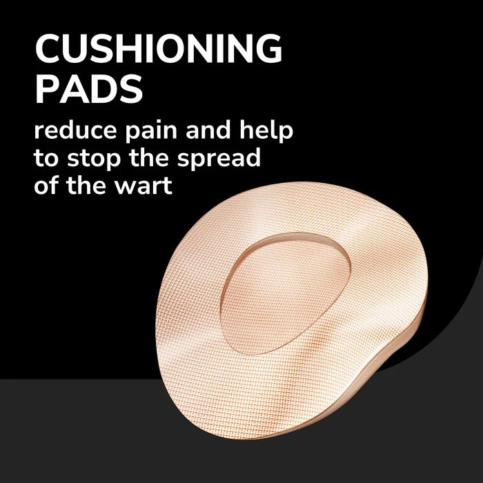 Tan cushioning pad for plantar wart treatment, round adhesive shape