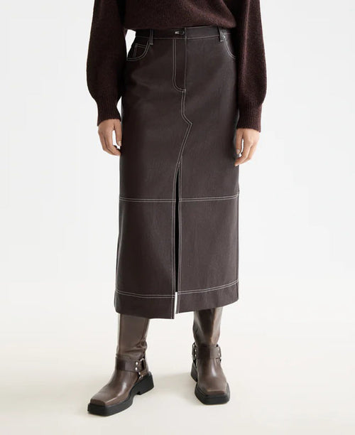 Faux Leather Midi Skirt