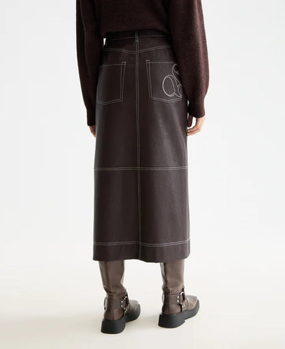 Faux Leather Midi Skirt