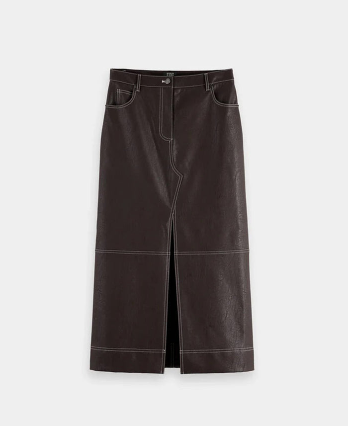 Faux Leather Midi Skirt