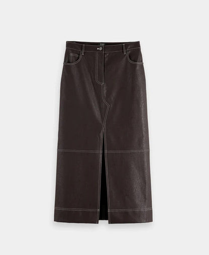 Faux Leather Midi Skirt