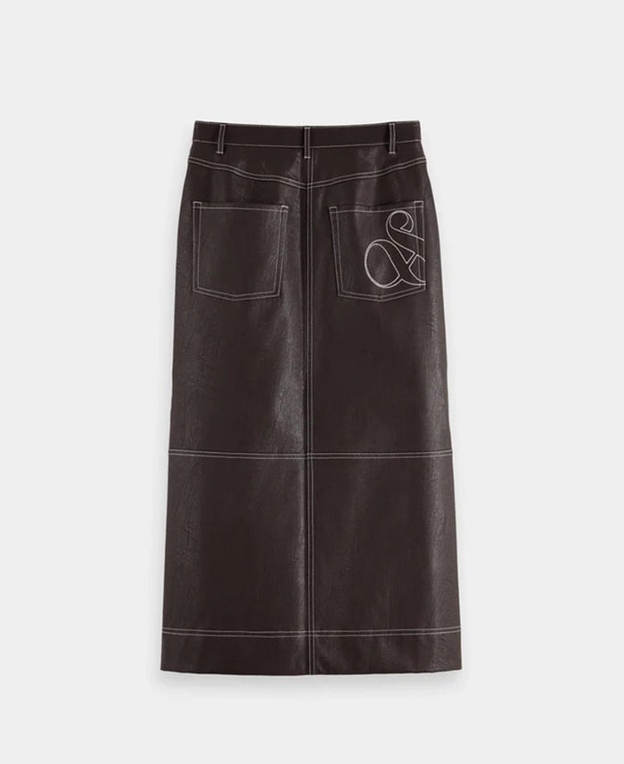 Faux Leather Midi Skirt