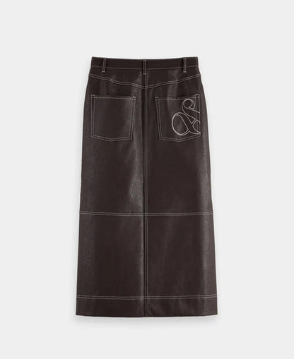 Faux Leather Midi Skirt