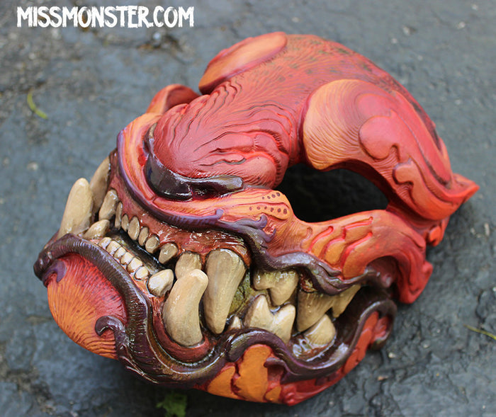 FIRE CAT- HAND PAINTED, READY TO WEAR MASK