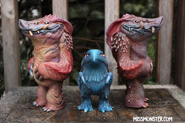 FLOCCULENT CRAW- CAST ART TOY- PAINTED, GLOW IN THE DARK
