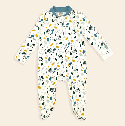 Organic Cotton Bloom Zipper Footie Romper for Babies - ViveranoFlorence Bloom Organic Cotton Zipper Footie Romper for Babies - Viverano