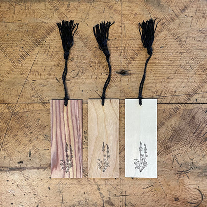 Flower, Mushroom, and Plants Letterpress Wood Bookmarks