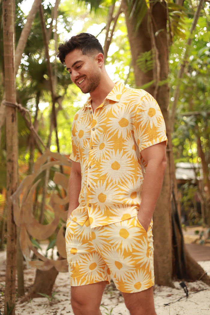 Flower Power Linen Shorts