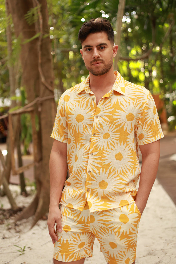Flower Power Linen Shorts