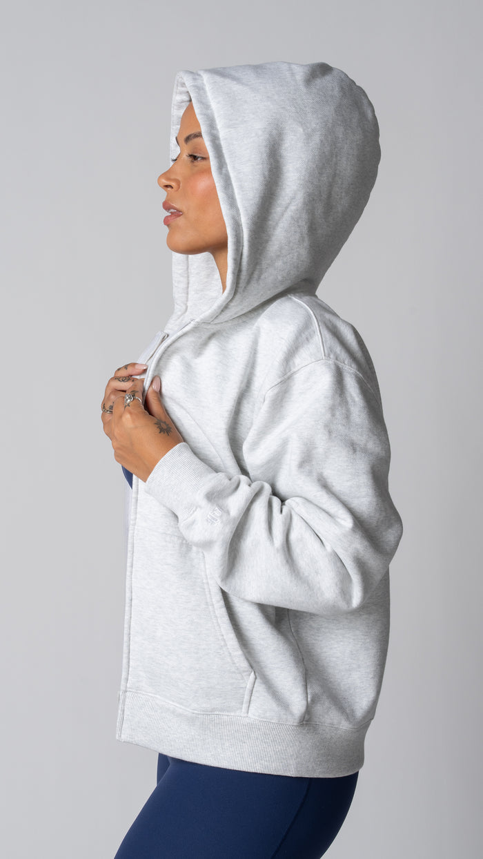 Foundation Full Zip Hoodie in Heather Fog Grey - view 4