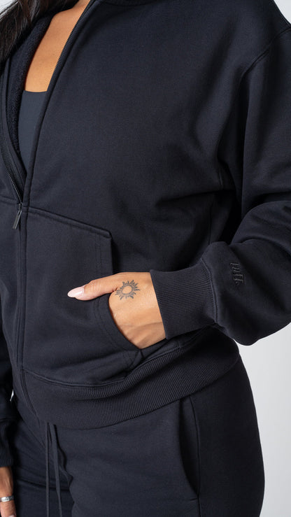Foundation Full Zip Hoodie in Carbon Black - view 5