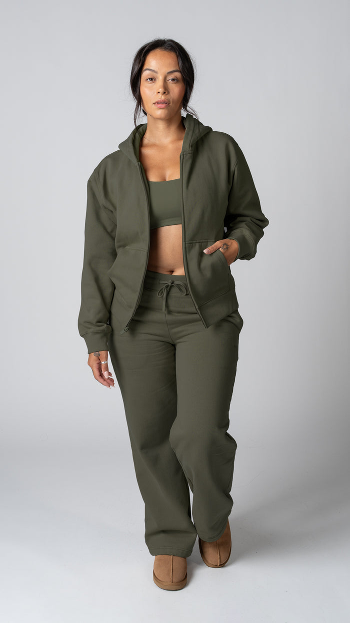 Foundation Wide Leg Sweatpant in Olive | Sweatpants | Tuff Collection