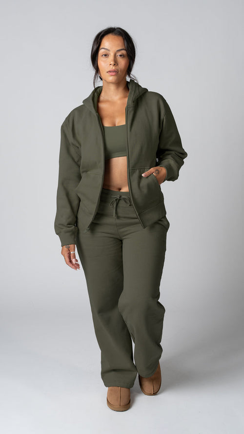 Foundation Wide Leg Sweatpant in Olive | Sweatpants | Tuff Collection