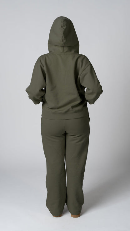 Foundation Wide Leg Sweatpant in Olive - view 3