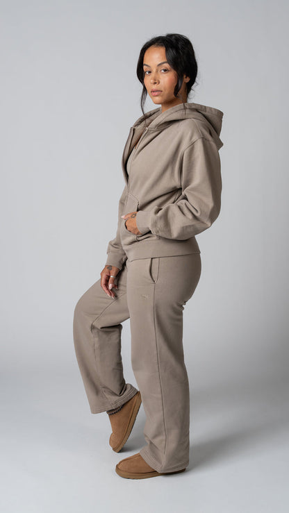 Foundation Wide Leg Sweatpant in Taupe - view 4