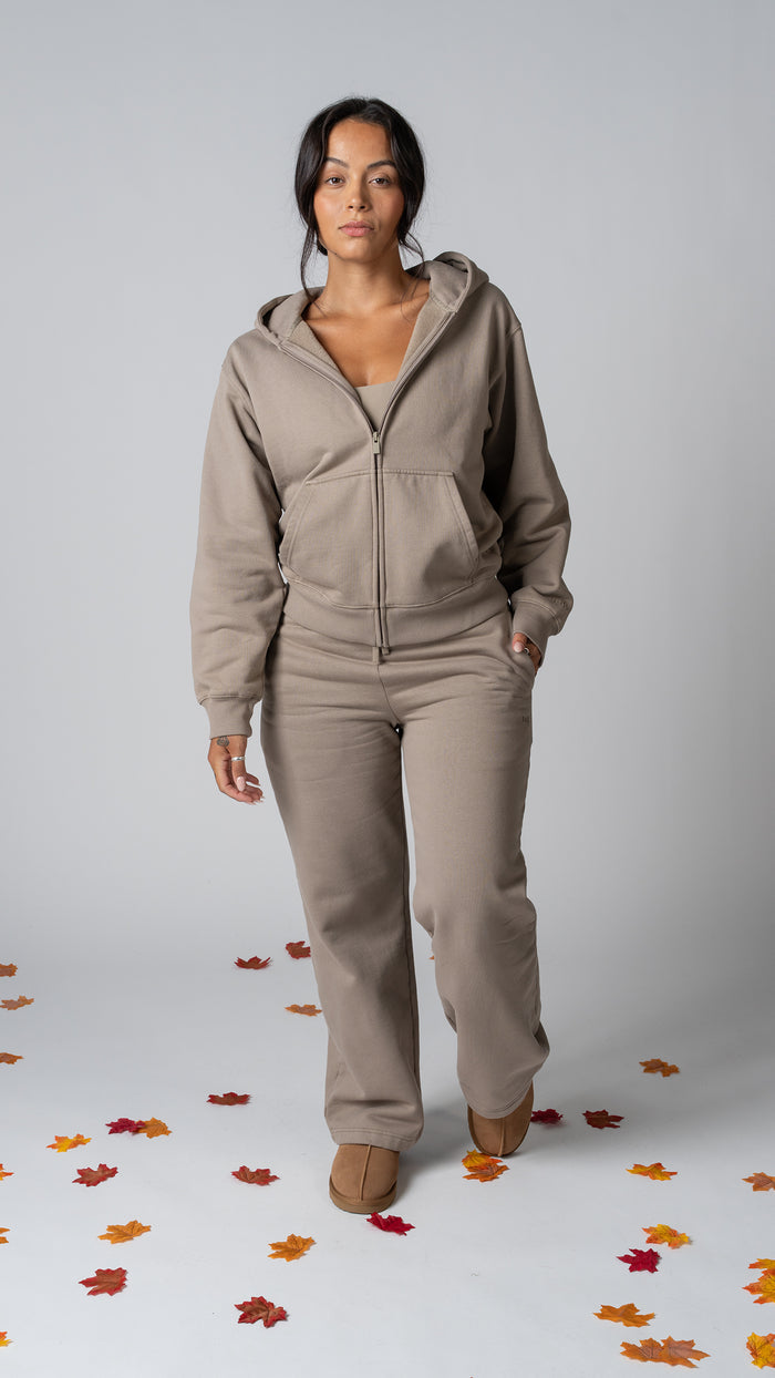 Foundation Wide Leg Sweatpant in Taupe - view 5