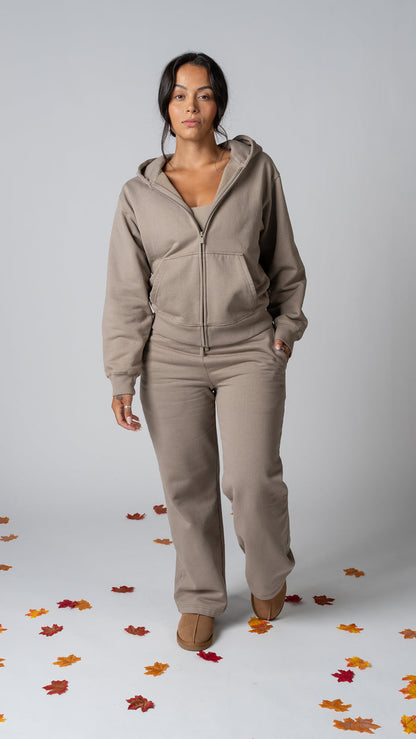 Foundation Wide Leg Sweatpant in Taupe - view 5