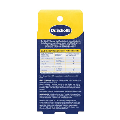 Fungal nail revitalizer liquid back panel on Dr. Scholl's box