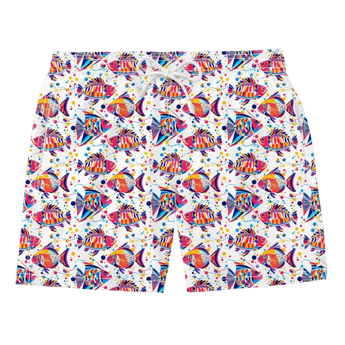 Nachhaltige Herren-Badehose aus recyceltem Material – Modell Funky Fish von Noah*s Ocean.