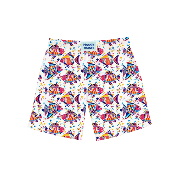 Nachhaltige Herren-Badehose aus recyceltem Material – Modell Funky Fish von Noah*s Ocean.