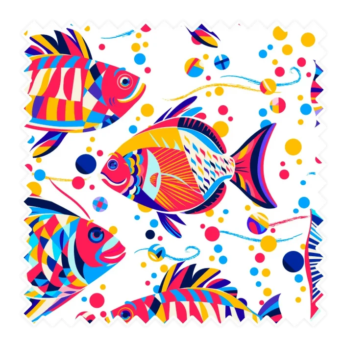Nachhaltige Badehose aus recyceltem Material – Muster Funky Fish von Noah*s Ocean.