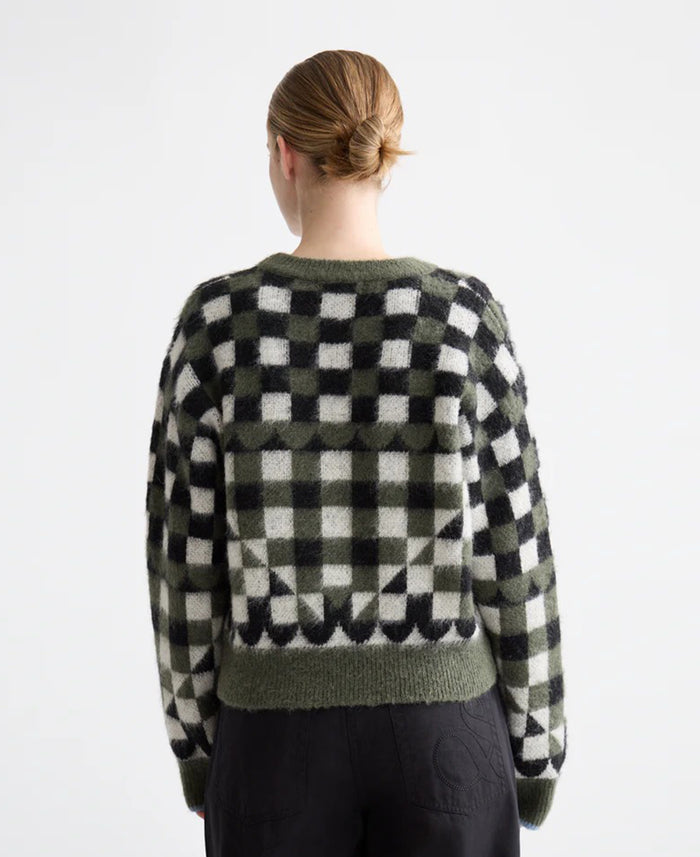Fuzzy Jacquard Crew Pullover