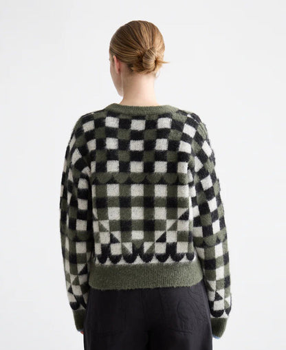 Fuzzy Jacquard Crew Pullover