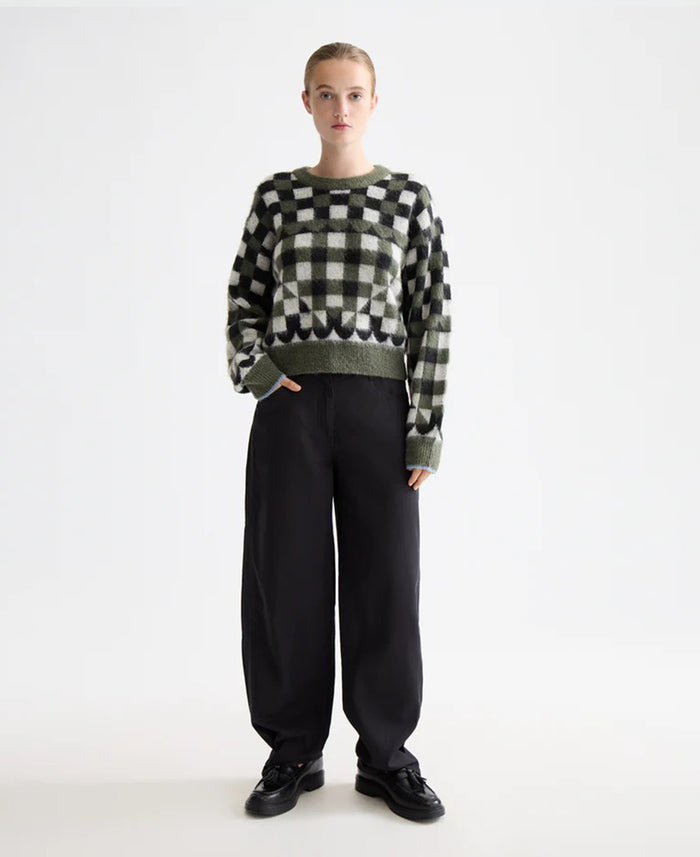 Fuzzy Jacquard Crew Pullover