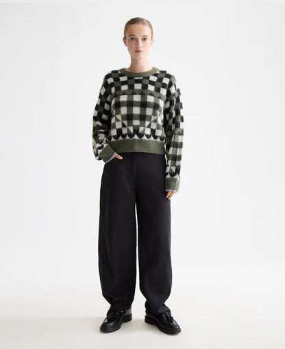 Fuzzy Jacquard Crew Pullover
