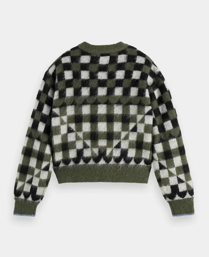 Fuzzy Jacquard Crew Pullover