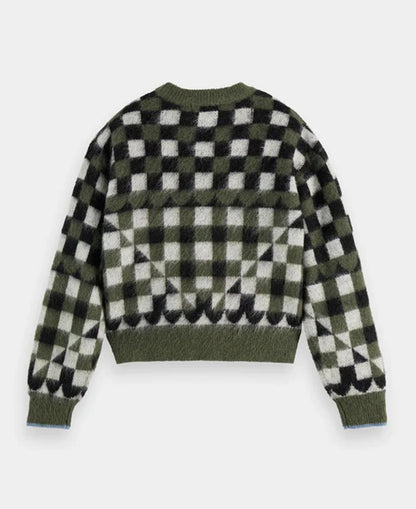Fuzzy Jacquard Crew Pullover