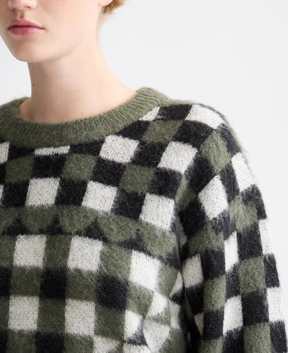 Fuzzy Jacquard Crew Pullover