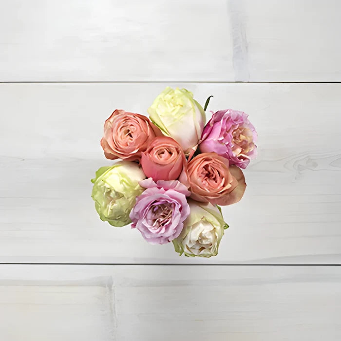 Coral Rose Wholesale Flower Bouquet Top Down