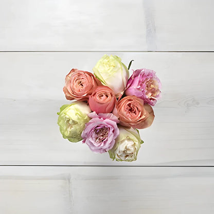 Coral Rose Wholesale Flower Bouquet Top Down