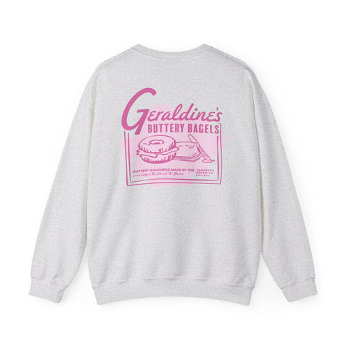 Zodiac Academy collection oversized crewneck sweatshirt by thtgrlreads featuring vintage wash comfort colors fabric with a pink graphic print inspired by Geraldine’s Bagels.