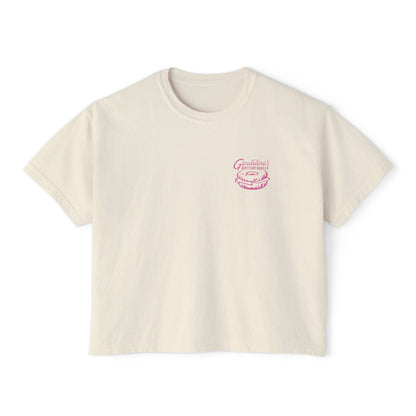 Zodiac Academy crop top from thtgrlreads featuring a vintage wash Comfort Colors base with a small pink graphic on the chest, part of the Printify Tees collection.