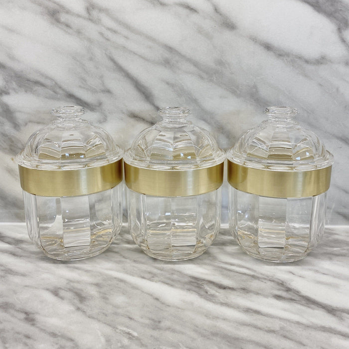 Gianna Small Acrylic Canister with Gold Rim - Set of 3 Accessories