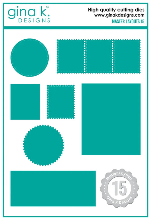 Gina K. Designs - Dies - Master Layouts 15. Gina K Designs wafer thin metal-etched dies are the highest quality available for your paper crafting projects. Available at Embellish Away located in Bowmanville Ontario Canada.