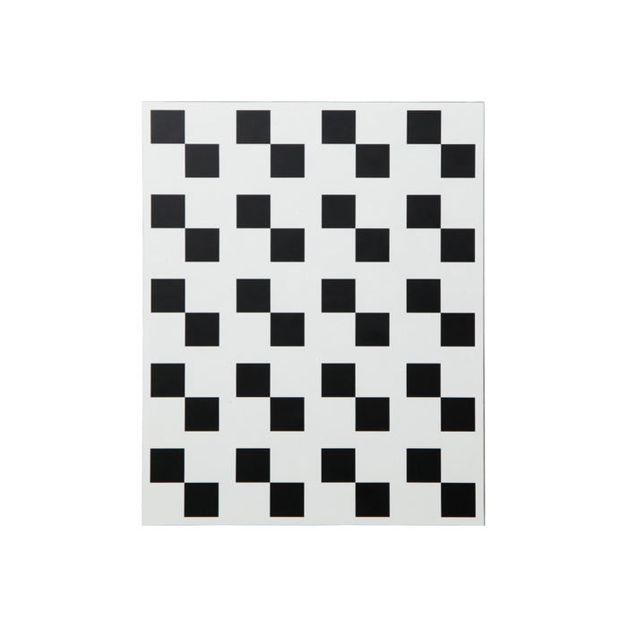 Glass Square Fiducial Mark Calibration Target (200x250mm 4x5), SKU CT20040107, three quarter front view