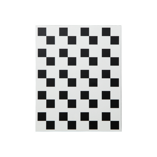Glass Square Fiducial Mark Calibration Target (200x250mm 4x5), SKU CT20040107, three quarter front view