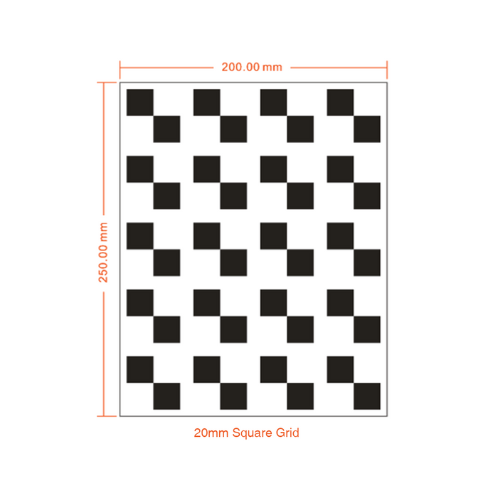 Glass Square Fiducial Mark Calibration Target (200x250mm 4x5) CT20040107